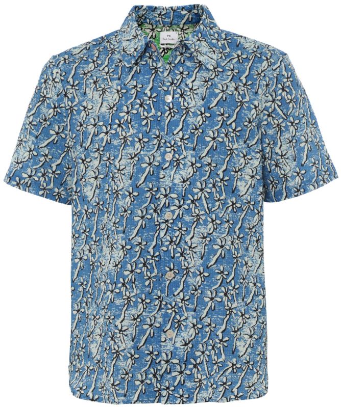 Paul Smith Field Floral Cotton Seersucker Shirt