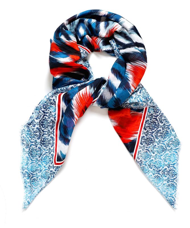 Ahujasons Geometric Print Silk Blend Scarf