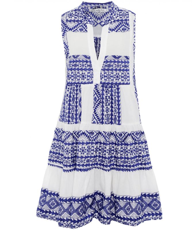 Greek Archaic Kori Embroidered Sleeveless Dress