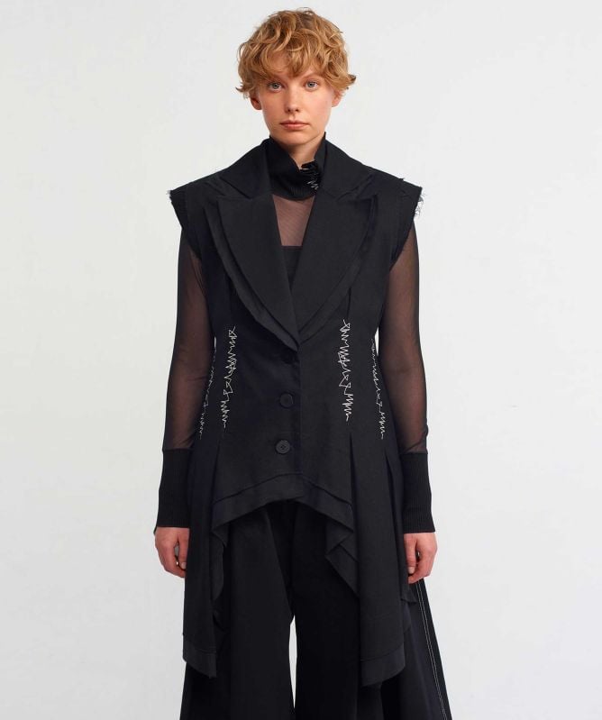 NU London Embroidered Fitted Waistcoat