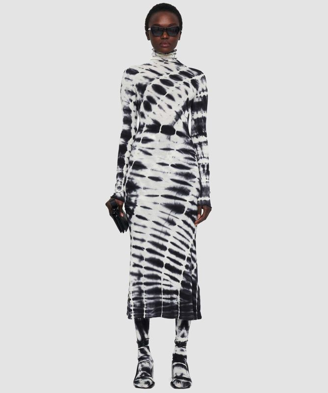 tie dye black and white dress Plus Size Stripe Tie-Dye Printed Maxi Dress – Wholesale Capella Apparel main image 1