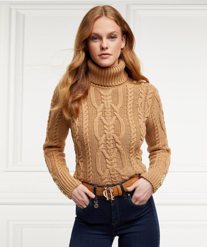 Holland Cooper Belgravia Cable Knit Roll Neck Jumper