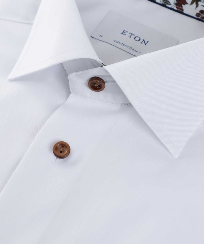 Eton Contemporary Fit Floral Trim Shirt