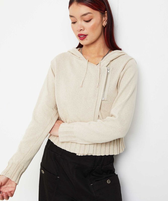 Lurdes Bergada Hooded Knit Zip Cardigan
