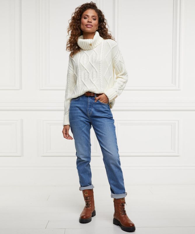 Holland Cooper Noveli Cable Knit Roll Neck Sweater