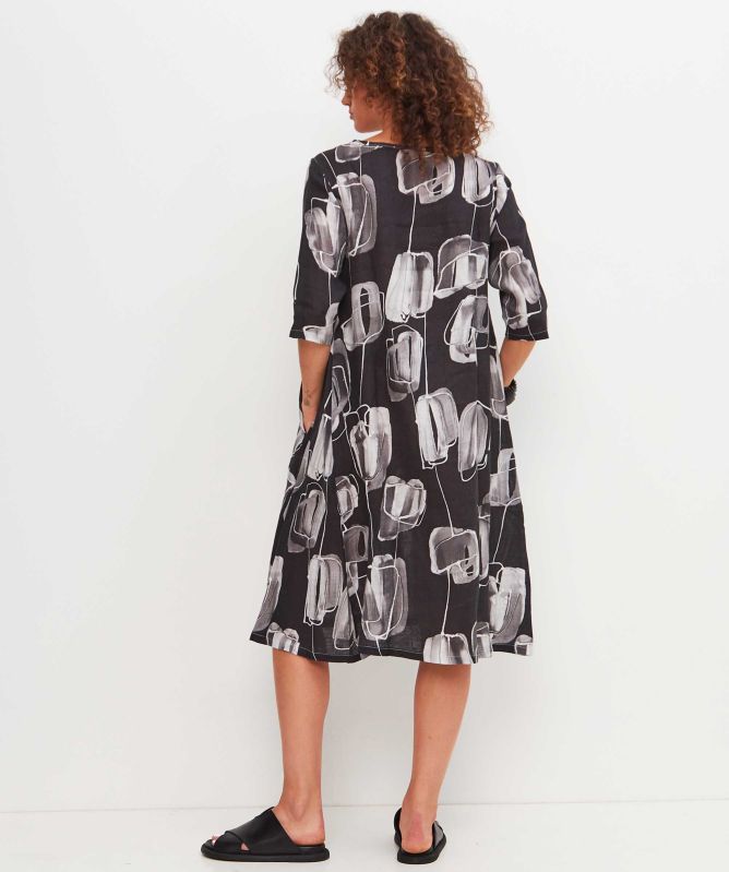 Thanny Block Print Linen Dress