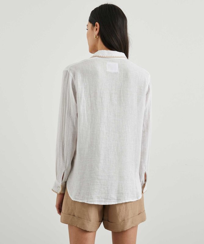 Rails Charli White Blanket Stitch Shirt