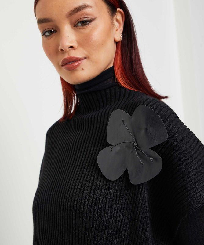 Bize Rib-Knit Poncho Jumper