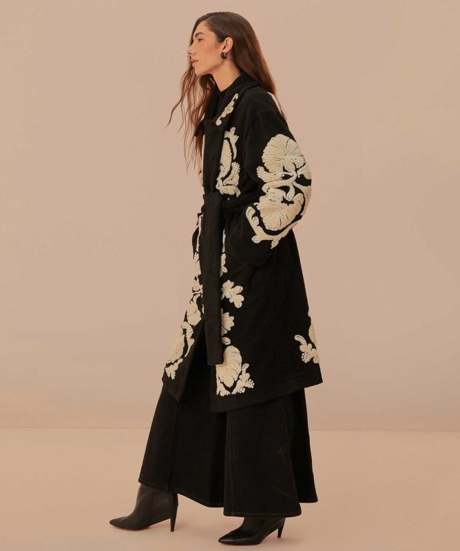 FARM Rio Black Helen Fleece Coat