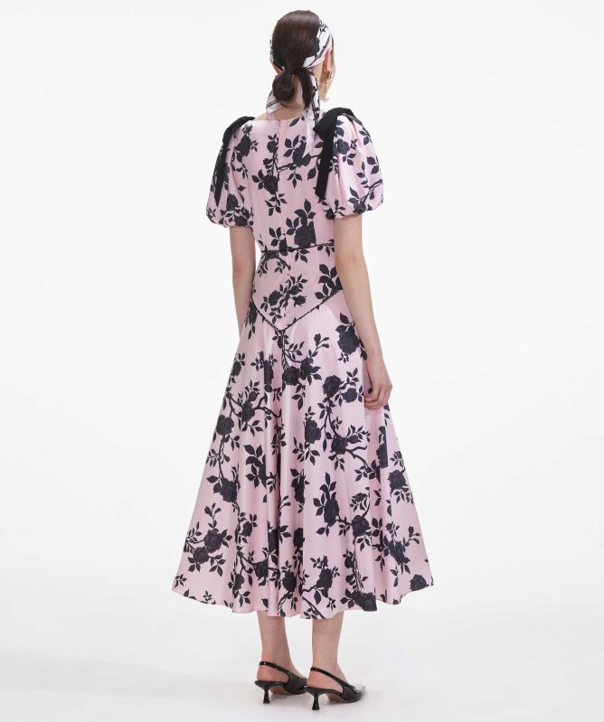 Self-Portrait Satin Floral Midi Dress