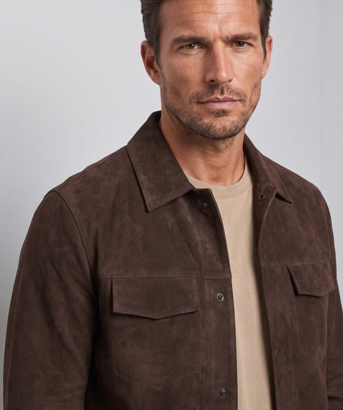 Profuomo Suede Press Button Overshirt