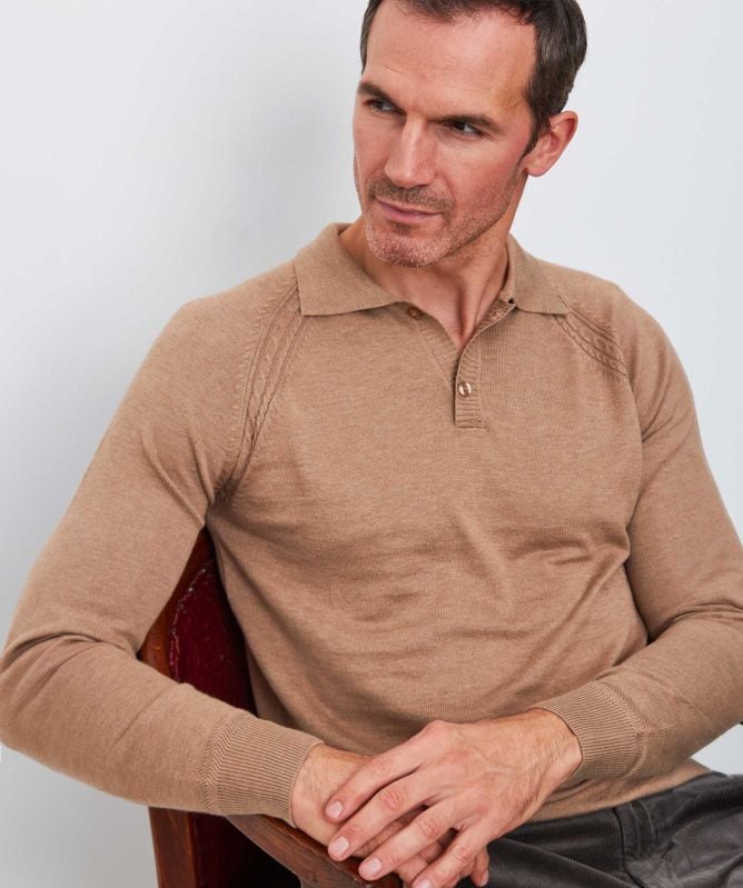 Seinse Long Sleeve Knitted Polo Shirt