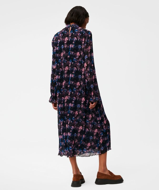 GANNI Pleated Georgette Midi Dress