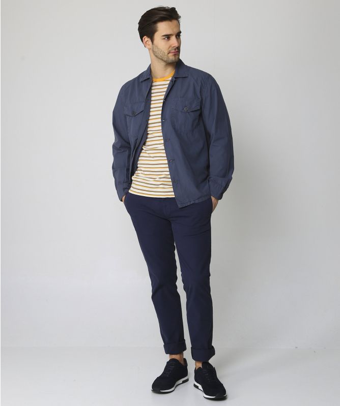 Hartford Crew Neck Vintage Stripes Pocket T-Shirt