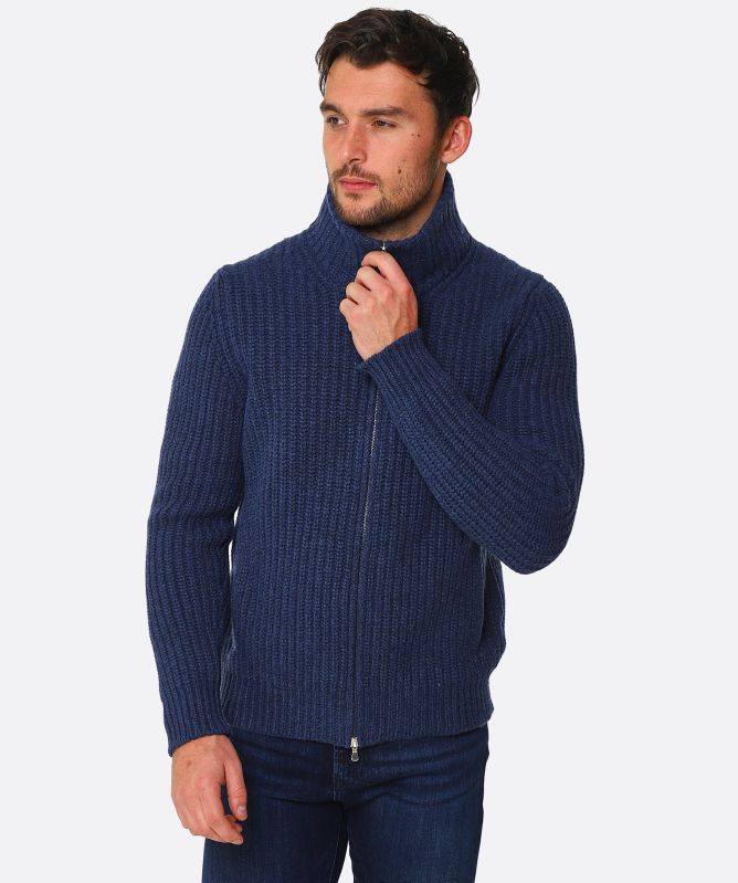 Gran Sasso Wool Cashmere Zip Cardigan