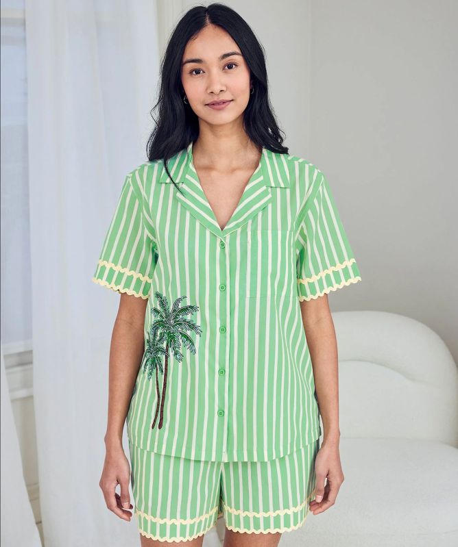 Chelsea Peers Tropical Palm Stripe Short Pajamas