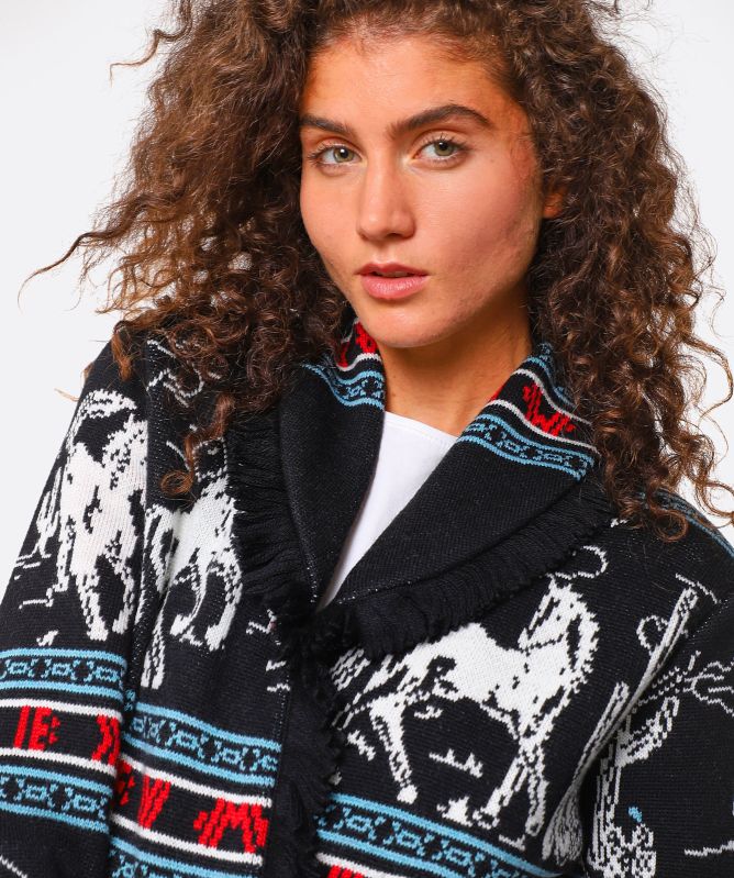 Hayley Menzies Bronco Merino Jacquard Long Cardigan