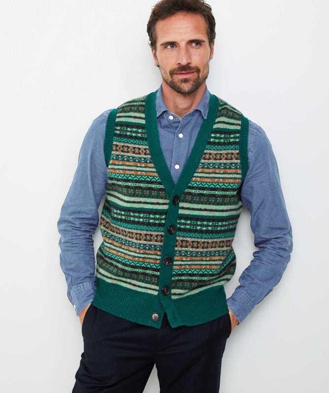 Jules B Lambswool Fair Isle Waistcoat