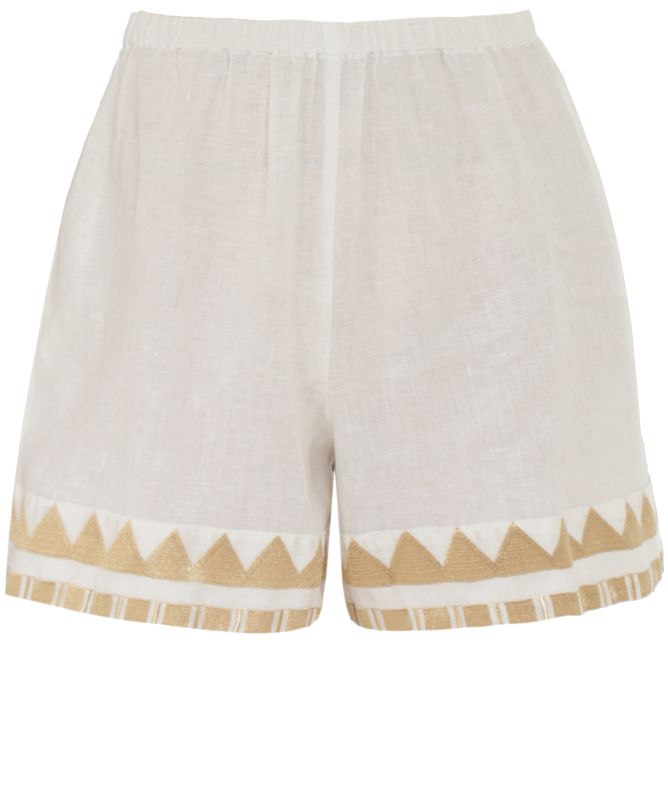 Greek Archaic Kori Papyrus Linen Shorts