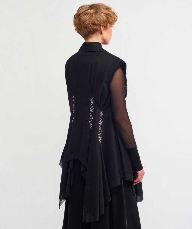 NU London Embroidered Fitted Waistcoat