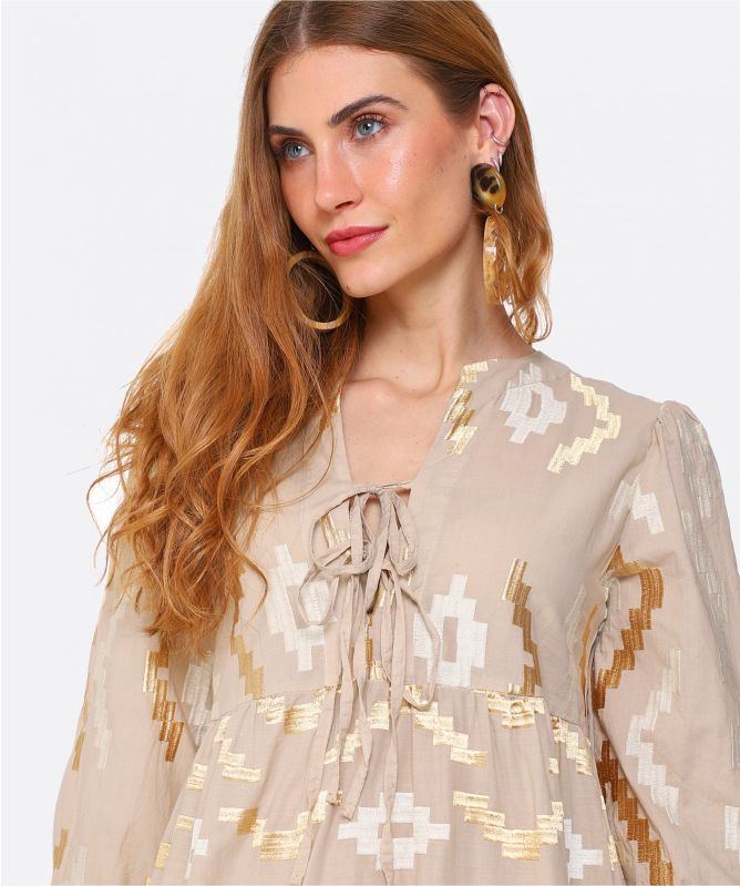 Greek Archaic Kori Cotton Rhombus Dress