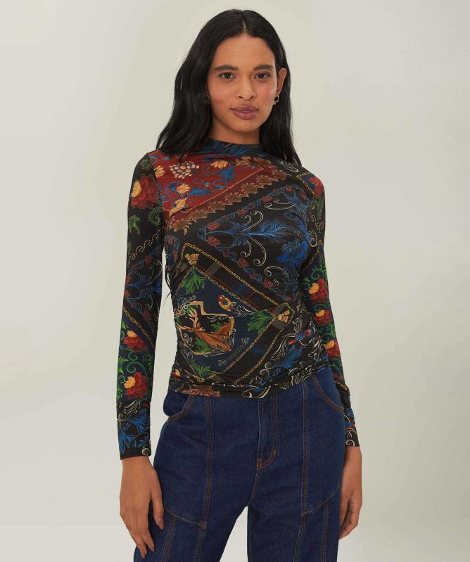 FARM Rio Arabesque Scarves Jersey Blouse