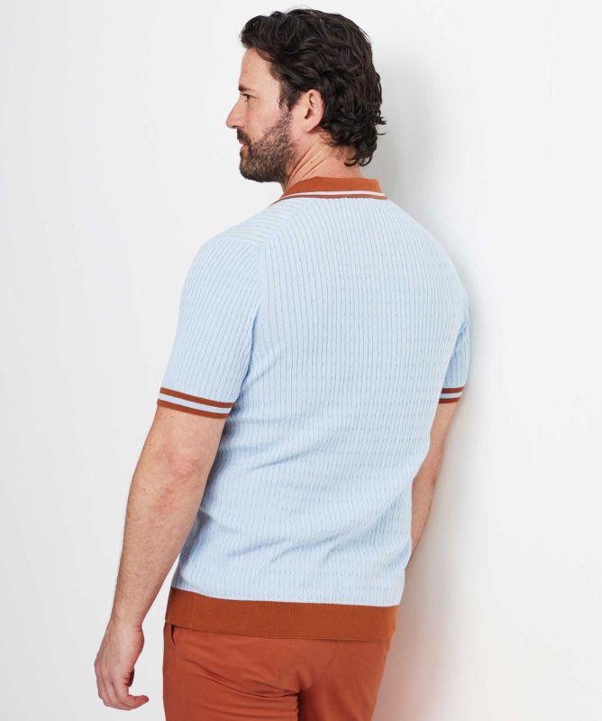 Gran Sasso Textured Knit Tennis Polo Shirt