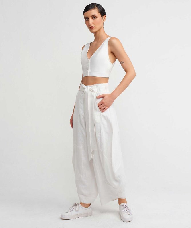 NU London Tie Waist Wide-Leg Trousers