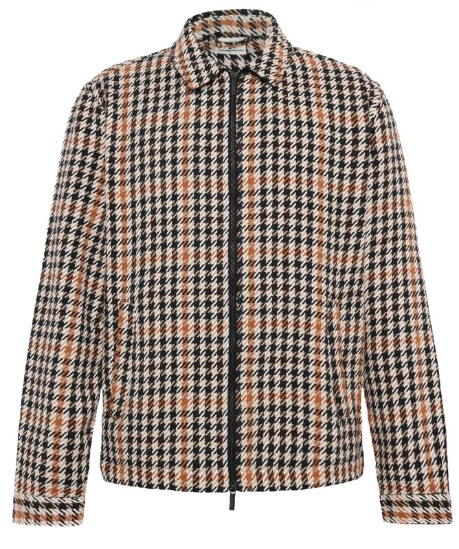 Knowledge Cotton Houndstooth Zipper Overshirt