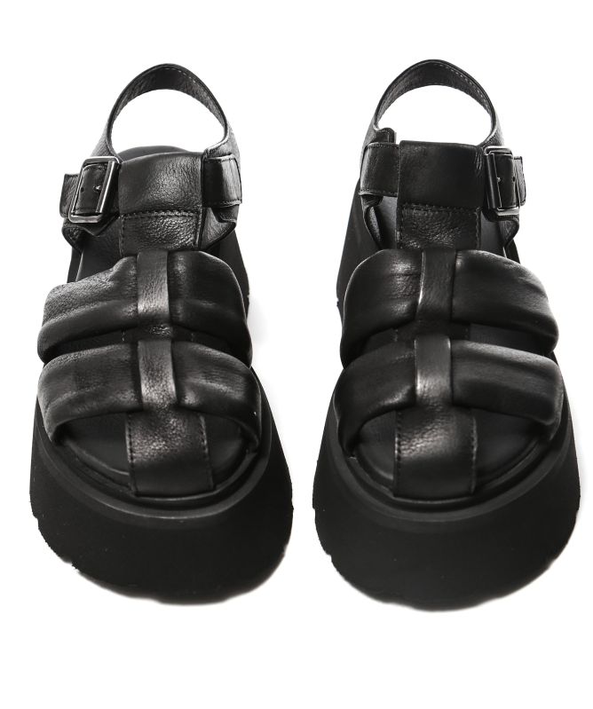 Lofina Black Leather Platform Cage Sandals | Jules B