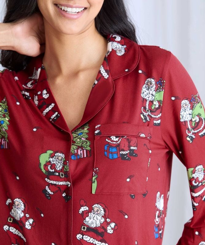 Chelsea Peers Christmas Santa Snowball Print Pyjamas
