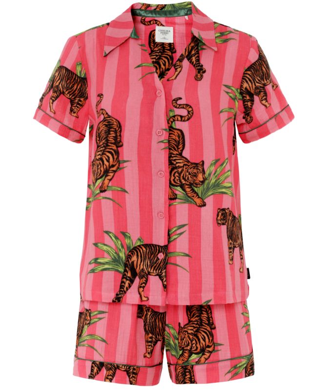 Chelsea Peers Leaf Tiger Stripe Print Short Pajamas
