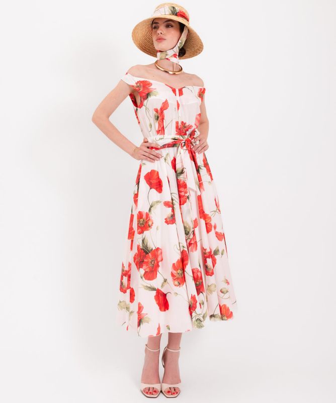 Lavi Mambo Off-Shoulder Floral Midi Dress