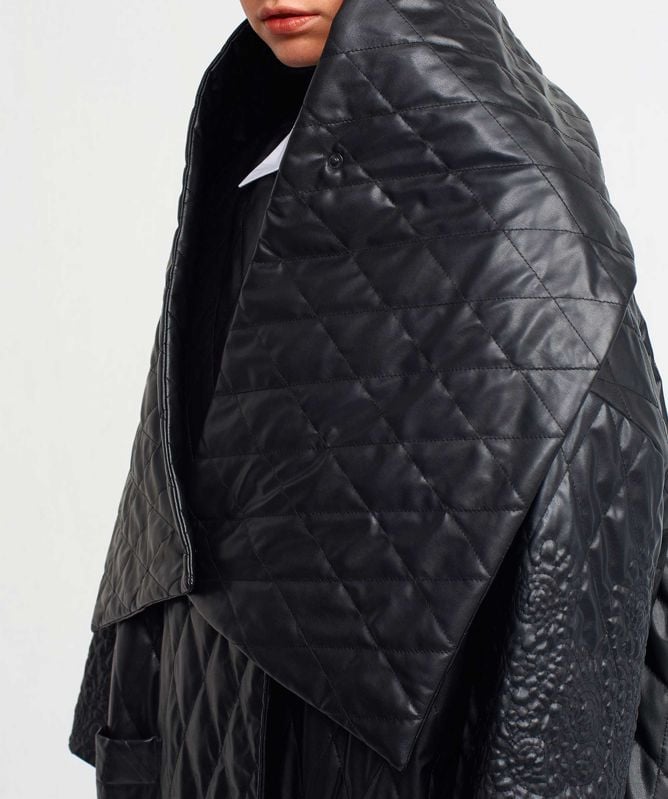 NU London Quilted Wrap Collar Coat