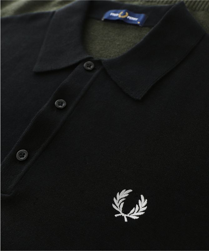 Fred Perry Contrast Panel Knitted Polo Shirt K1538 102