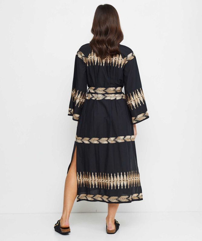 Nema Eliana Embroidered Feather Midi Dress