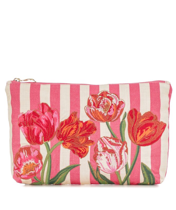 Elizabeth Scarlett Tulip Stripe Printed Everyday Pouch