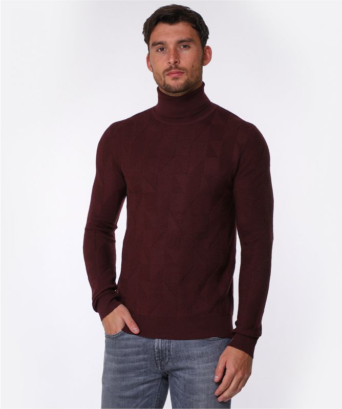 Pal Zileri Wool Silk Textured Turtleneck Sweater
