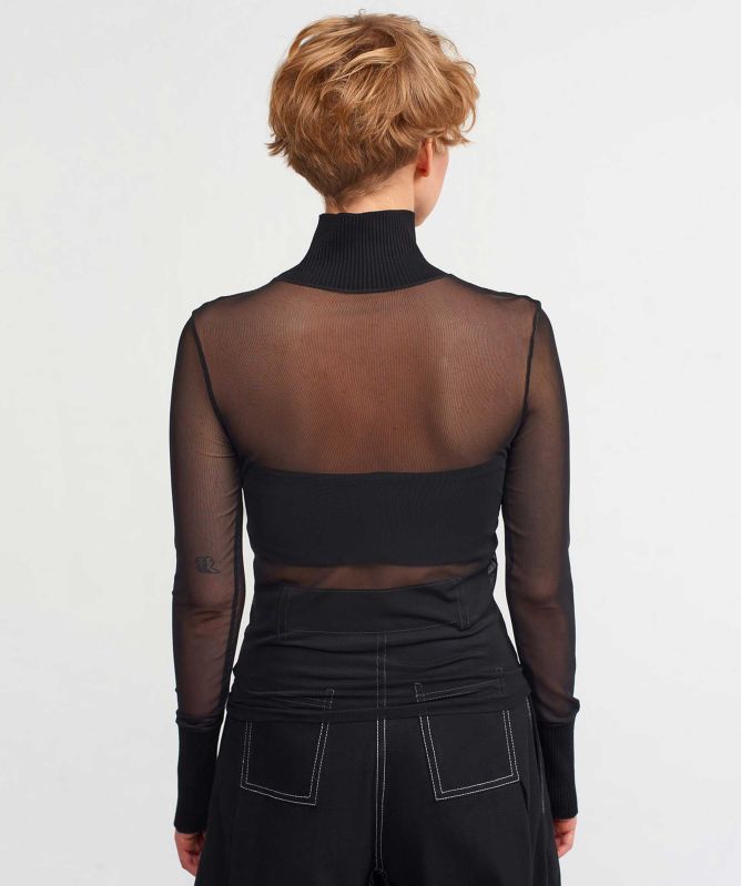 NU London Turtleneck Mesh Top