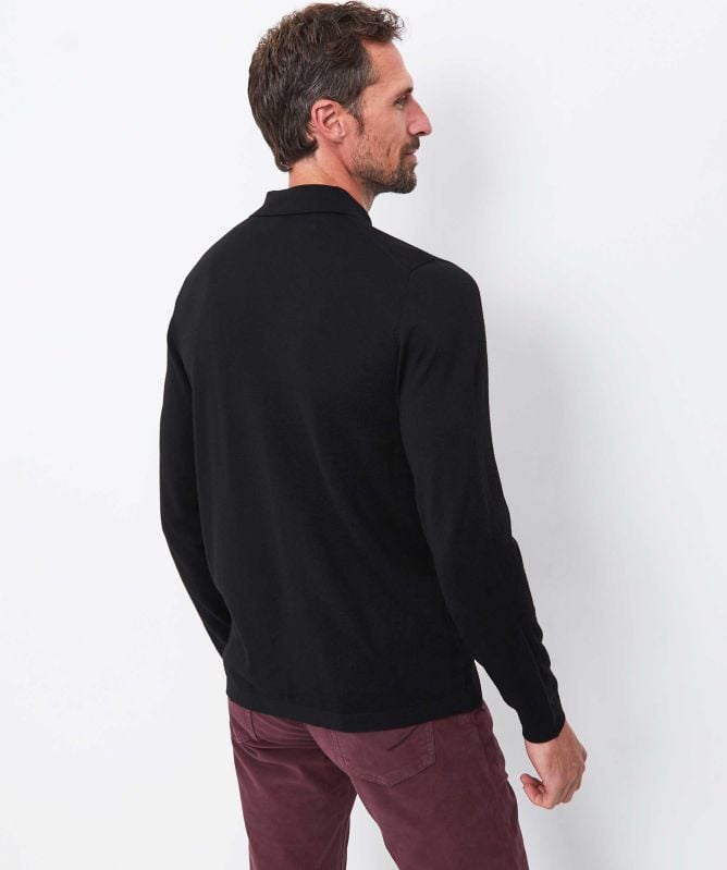 Thomas Maine Merino Long Sleeve Zip Polo