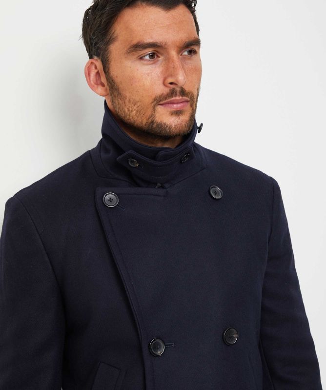 Paul Smith Navy Cashmere Mix Peacoat