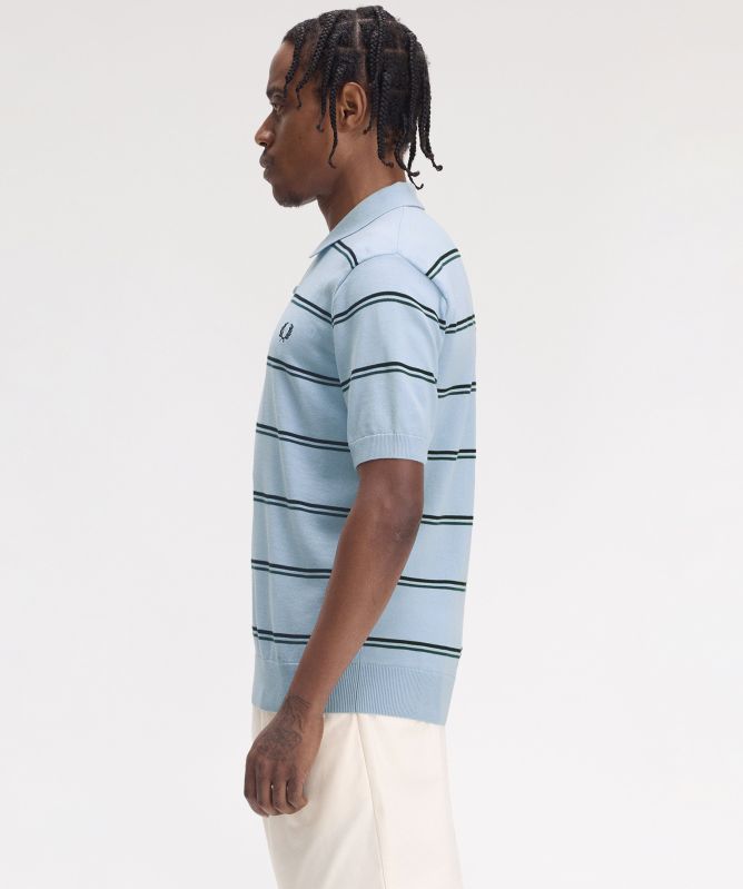 Fred Perry Striped Knitted Polo Shirt