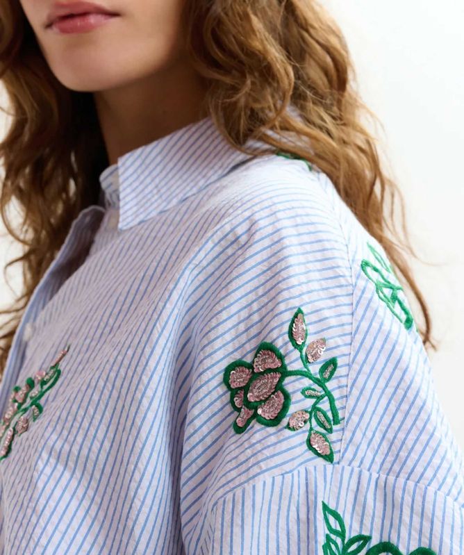 Essentiel Antwerp Jalinki Embroidered Pinstripe Shirt