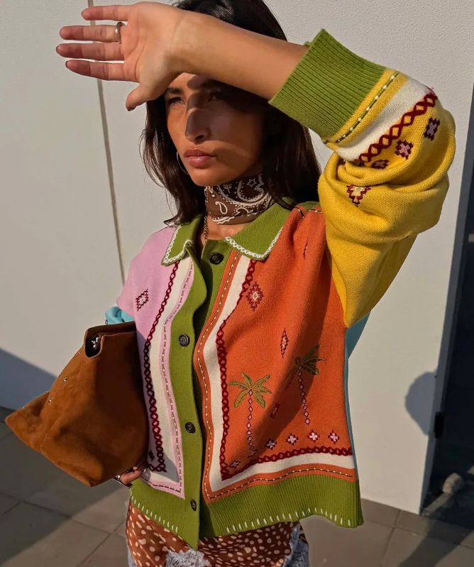 Never Fully Dressed Geometric Palm Cardigan