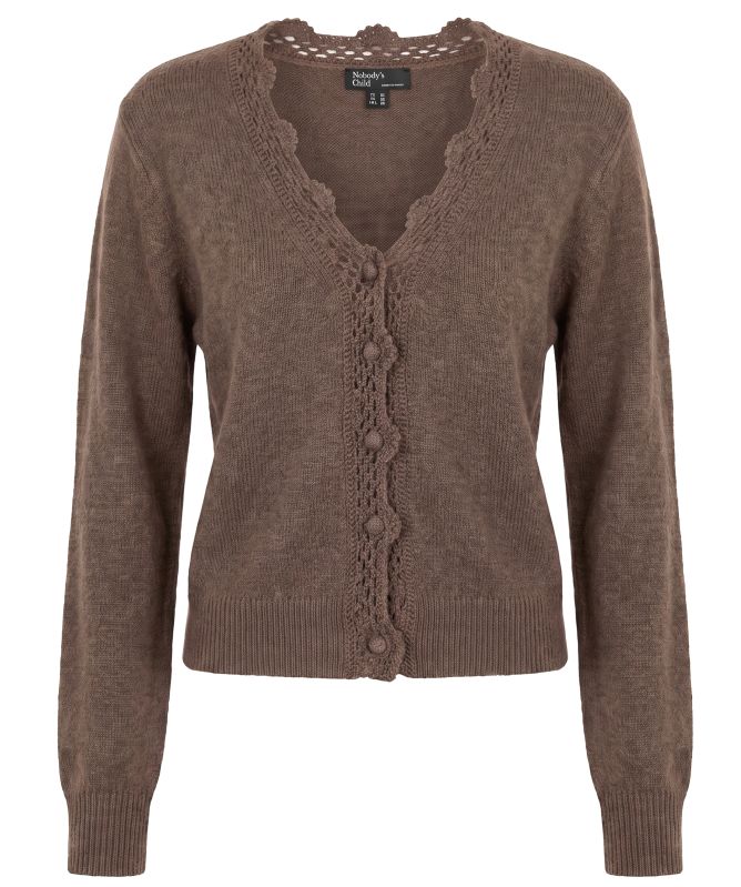 Nobody's Child Wool Blend Crochet Trim Elodie Cardigan