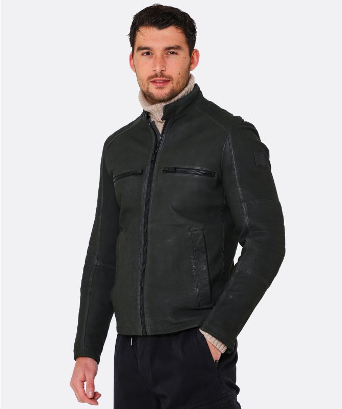 BOSS Slim Fit Leather Jasslo Jacket