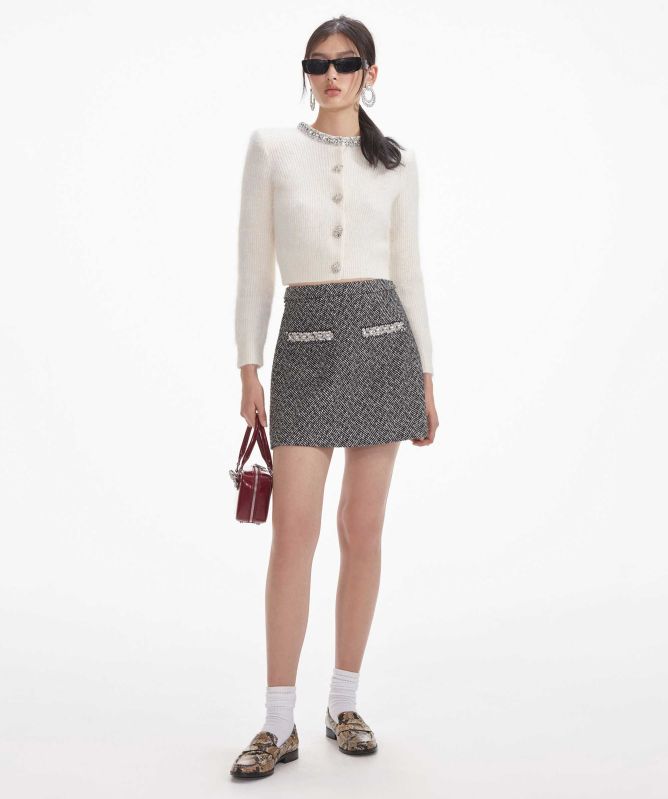 Self-Portrait Herringbone Mini Skirt