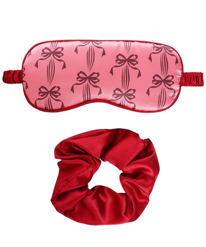 Chelsea Peers Satin Bow Print Sleep Mask Set