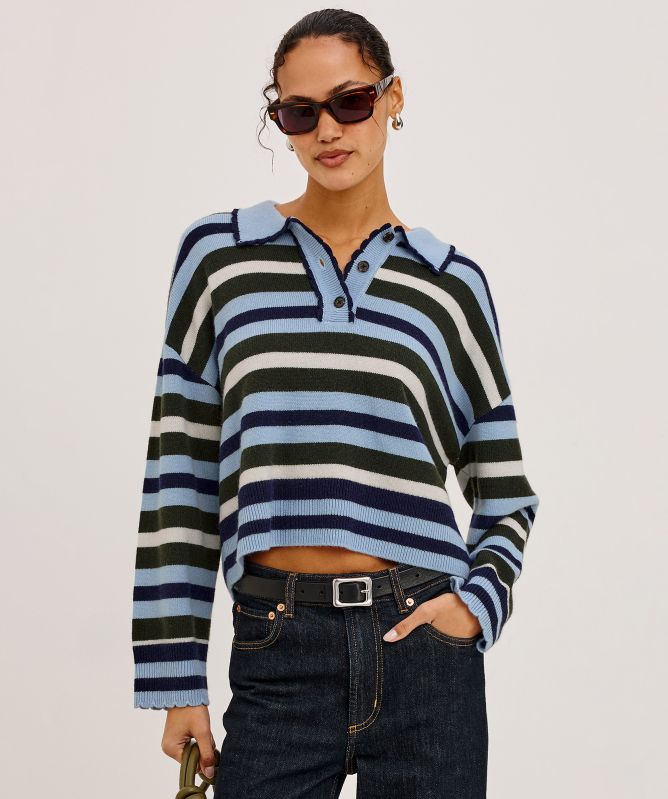 Rails Delora Striped Polo Sweater