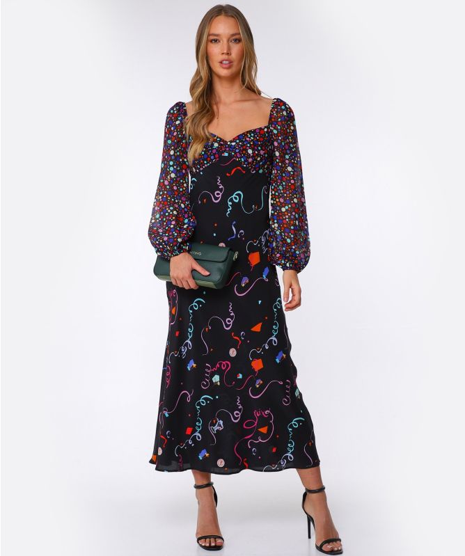 RIXO Gio Silk Midi Dress